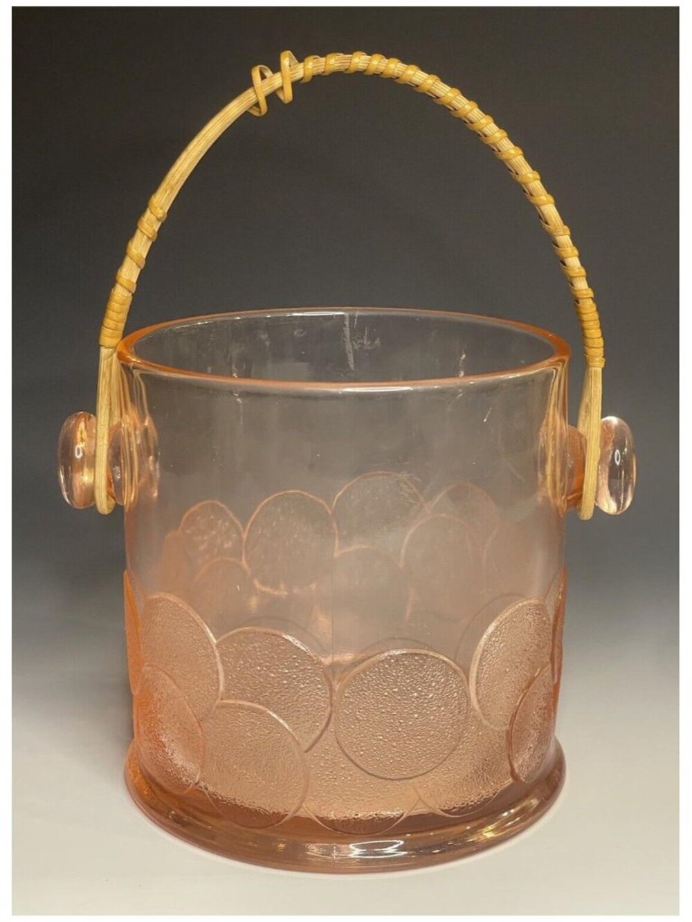 Antique VINTAGE Fenton "Big Cookies" Pink Depression Glass Macaroon Jar 1930s